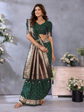 Anaita Dark Green Premium Banarasi Tissue Silk Saree With Gala Weaving Work - Distacart
