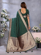 Anaita Dark Green Premium Banarasi Tissue Silk Saree With Gala Weaving Work - Distacart