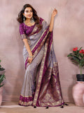 Anaita Lavender Handloom Kalamkari Silk Saree With Zari Woven Work - Distacart