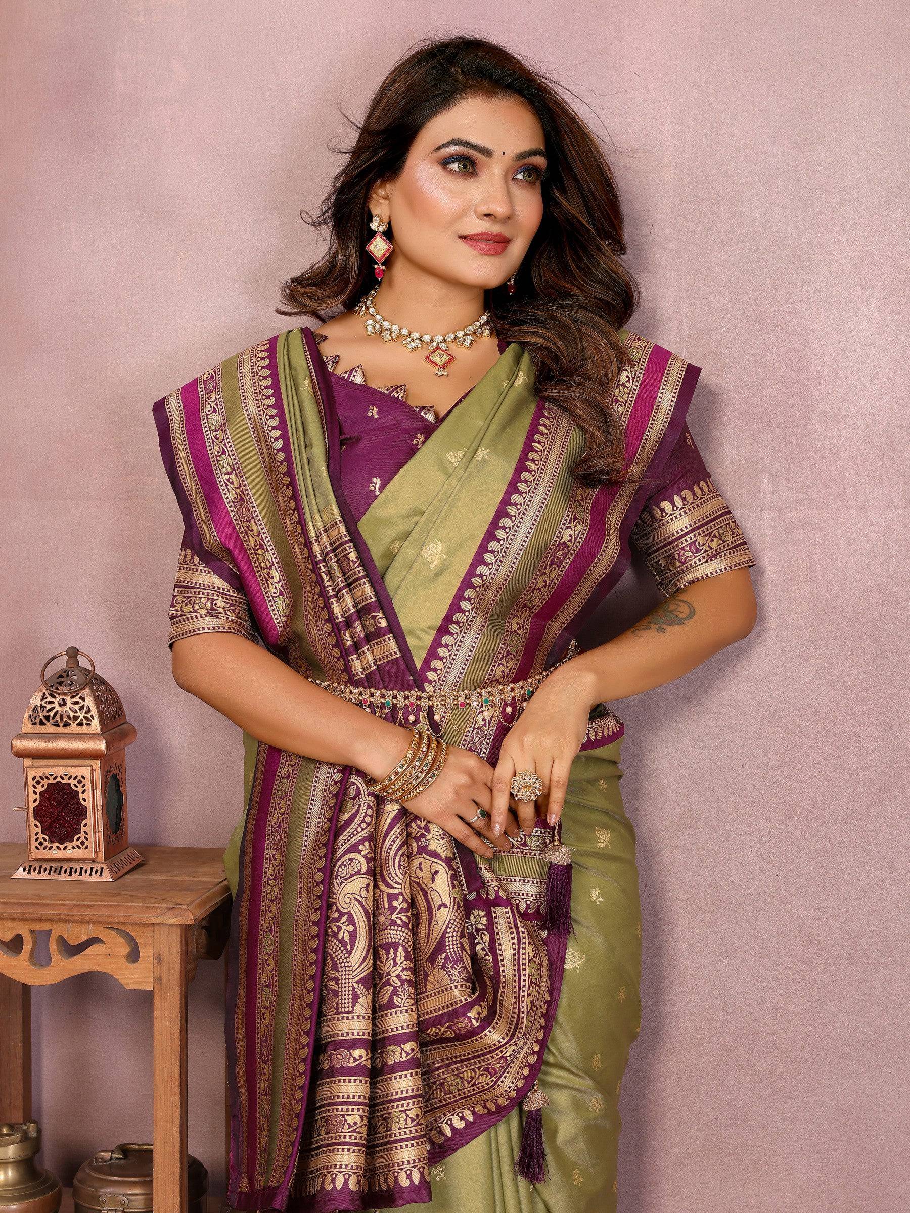 Anaita Green Handloom Kalamkari Silk Saree With Zari Woven Work - Distacart