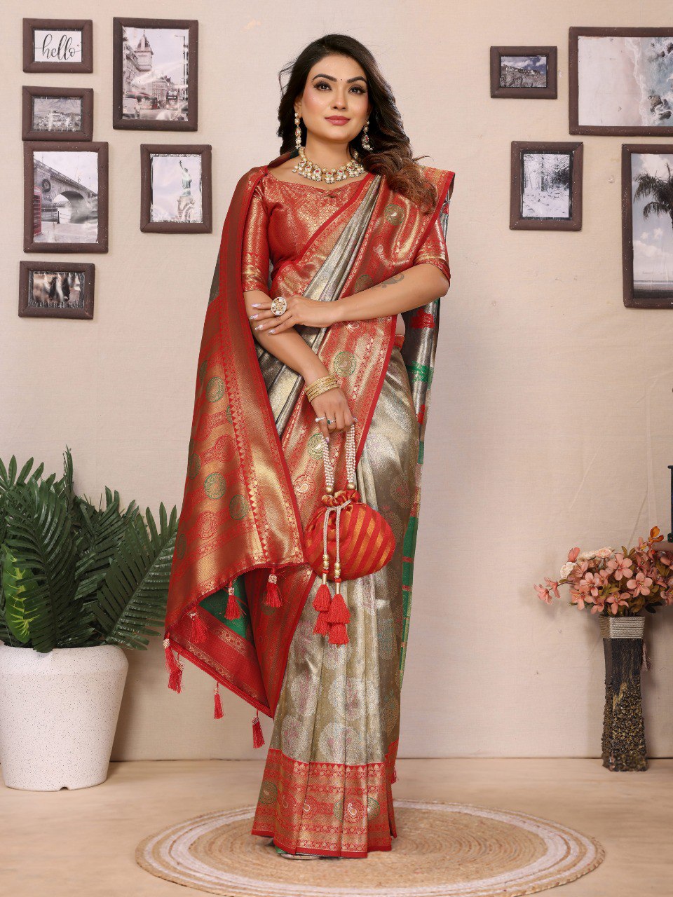 Anaita Sea Green Banarasi Tissue Silk Saree With Weaving Work - Distacart