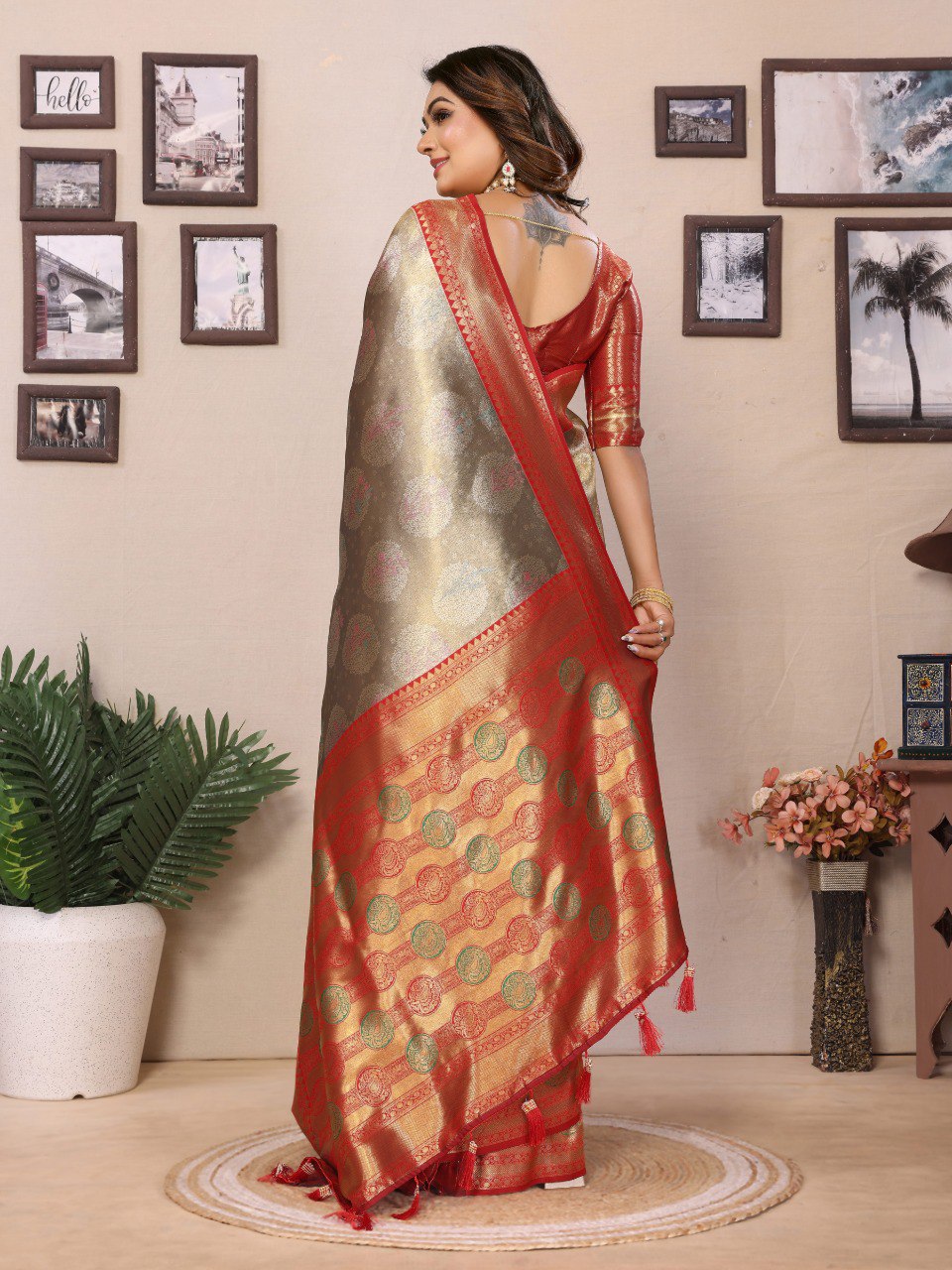 Anaita Sea Green Banarasi Tissue Silk Saree With Weaving Work - Distacart