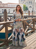 Anaita Navy Chinon Silk Stitched 3 Piece Set With Embroiderd Work - Distacart
