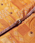 Juniper Womens Mustard Rayon Geometric Foil Printed Handkerchief Dress - Distacart