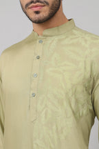 Leafy Embroidered Cotton Kurta by Hilo Design