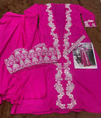 Anaita Magenta Chinon Silk Stitched Shrug Suit With Embroidery Sequence Work - Distacart