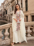 Anaita White Chinon Silk Stitched Shrug Suit With Embroidery Sequence Work - Distacart