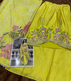 Anaita Yellow Chinon Silk Stitched Shrug Suit With Embroidery Sequence Work - Distacart