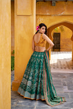 Lorenvalley Fashion Green Vaishali silk Printed with Beads Work and Gota Patti Lace Lehenga Choli with Dupatta - Distacart