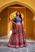 Lorenvalley Fashion Maroon Vaishali silk Printed with Beads Work and Gota Patti Lace Lehenga Choli with Dupatta - Distacart