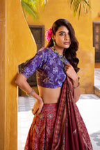 Lorenvalley Fashion Maroon Vaishali silk Printed with Beads Work and Gota Patti Lace Lehenga Choli with Dupatta - Distacart