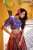 Lorenvalley Fashion Maroon Vaishali silk Printed with Beads Work and Gota Patti Lace Lehenga Choli with Dupatta - Distacart