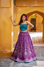 Lorenvalley Fashion Purple Vaishali silk Printed with Beads Work and Gota Patti Lace Lehenga Choli with Dupatta - Distacart