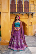 Lorenvalley Fashion Purple Vaishali silk Printed with Beads Work and Gota Patti Lace Lehenga Choli with Dupatta - Distacart