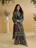 Anaita Black Crepe Stitched Suit With Digital Printed Work