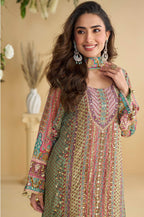 Anaita Green Crepe Stitched Suit With Digital Printed Work - Distacart