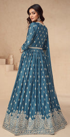 Anaita Teal Chinon With Sequence Embroidery Salwar Suit - Distacart