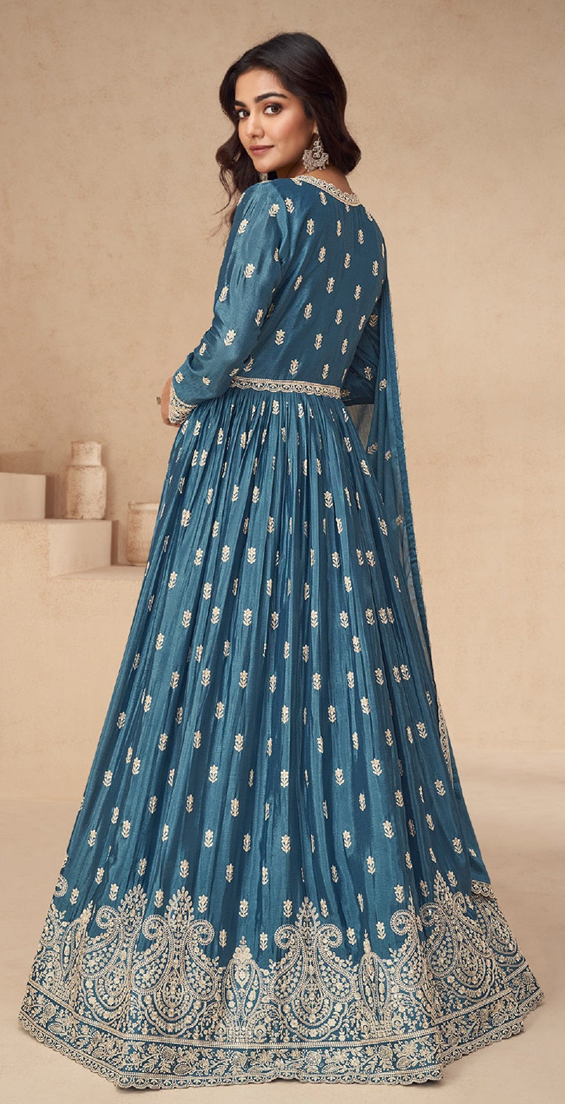 Anaita Teal Chinon With Sequence Embroidery Salwar Suit - Distacart