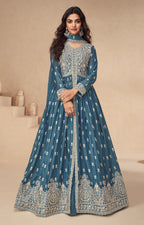 Anaita Teal Chinon With Sequence Embroidery Salwar Suit - Distacart