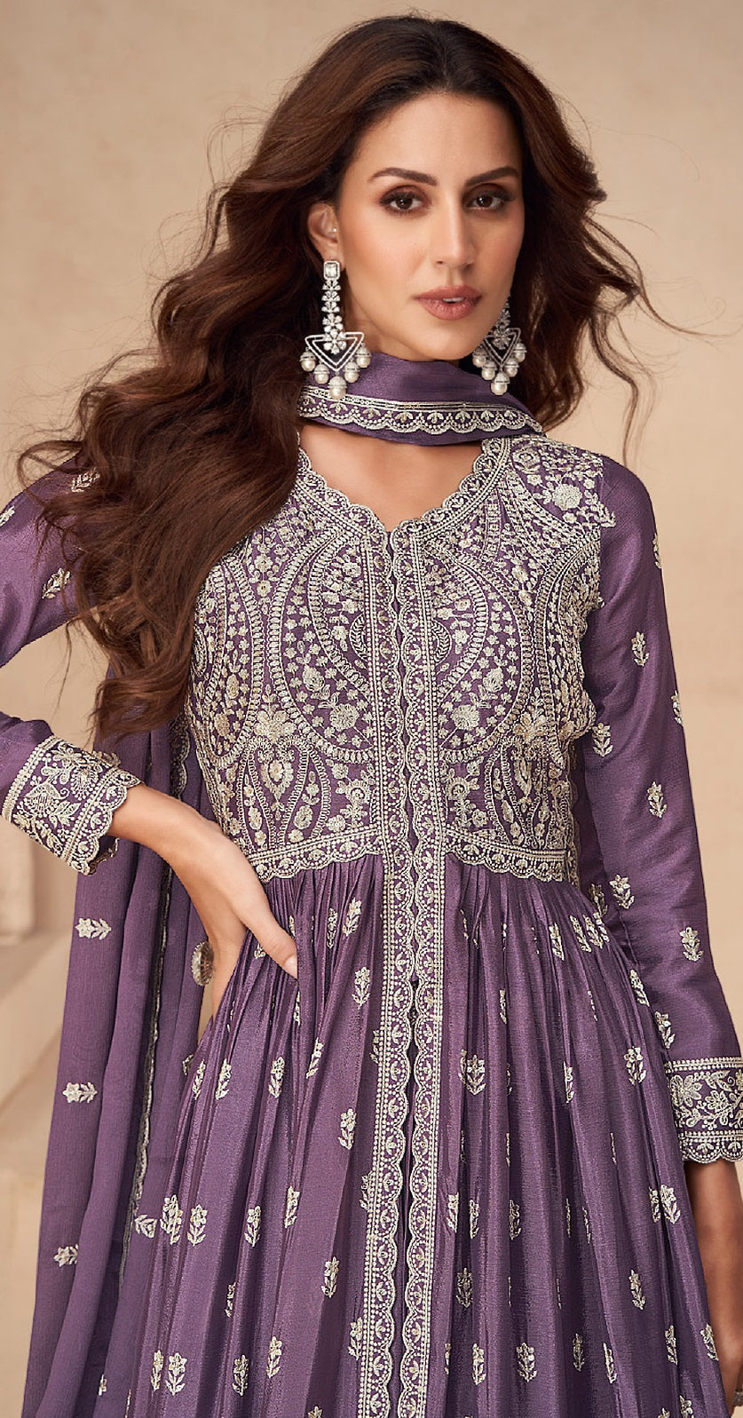 Anaita Dark Purple Chinon With Sequence Embroidery Salwar Suit - Distacart
