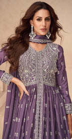 Anaita Dark Purple Chinon With Sequence Embroidery Salwar Suit - Distacart