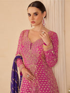 Anaita Magenta Real Georgette Stitched Suit With Sequence & Diamond Work - Distacart