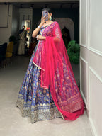 Lorenvalley Lavender Chinon Digital Print with Embroidery Sequins Work Lehenga Choli with Dupatta
