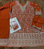 Anaita Orange Real Georgette Stitched Suit With Sequence & Diamond Work - Distacart