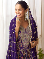 Anaita Navy Real Georgette Stitched Suit With Sequence & Diamond Work - Distacart