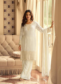 Anaita White Georgette Stitched Suit With Embroidery & Beads Work - Distacart