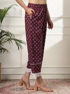 Yufta Maroon Pakistani Cotton Kurta Dupatta Set