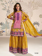 Anaita Yellow Crepe Stitched Sharara Suit With Hand Mirror Work - Distacart