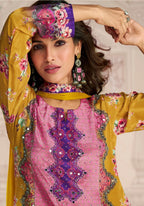 Anaita Yellow Crepe Stitched Sharara Suit With Hand Mirror Work - Distacart
