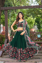 Lorenvalley Fashion Green Georgette Digital Printed Lehenga Choli with Dupatta - Distacart