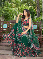 Lorenvalley Fashion Green Georgette Digital Printed Lehenga Choli with Dupatta - Distacart