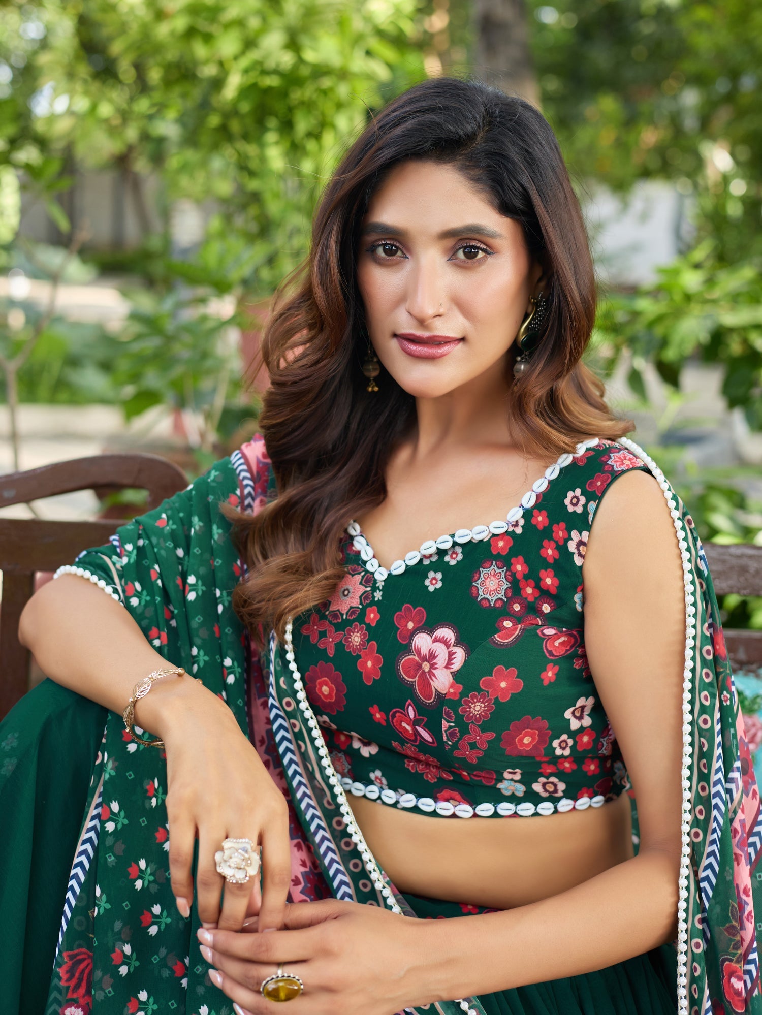 Lorenvalley Fashion Green Georgette Digital Printed Lehenga Choli with Dupatta - Distacart