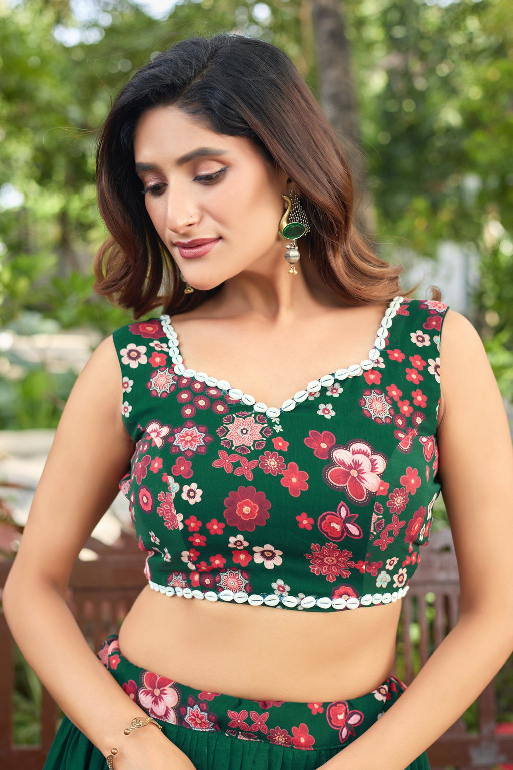 Lorenvalley Fashion Green Georgette Digital Printed Lehenga Choli with Dupatta - Distacart