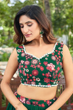 Lorenvalley Fashion Green Georgette Digital Printed Lehenga Choli with Dupatta - Distacart