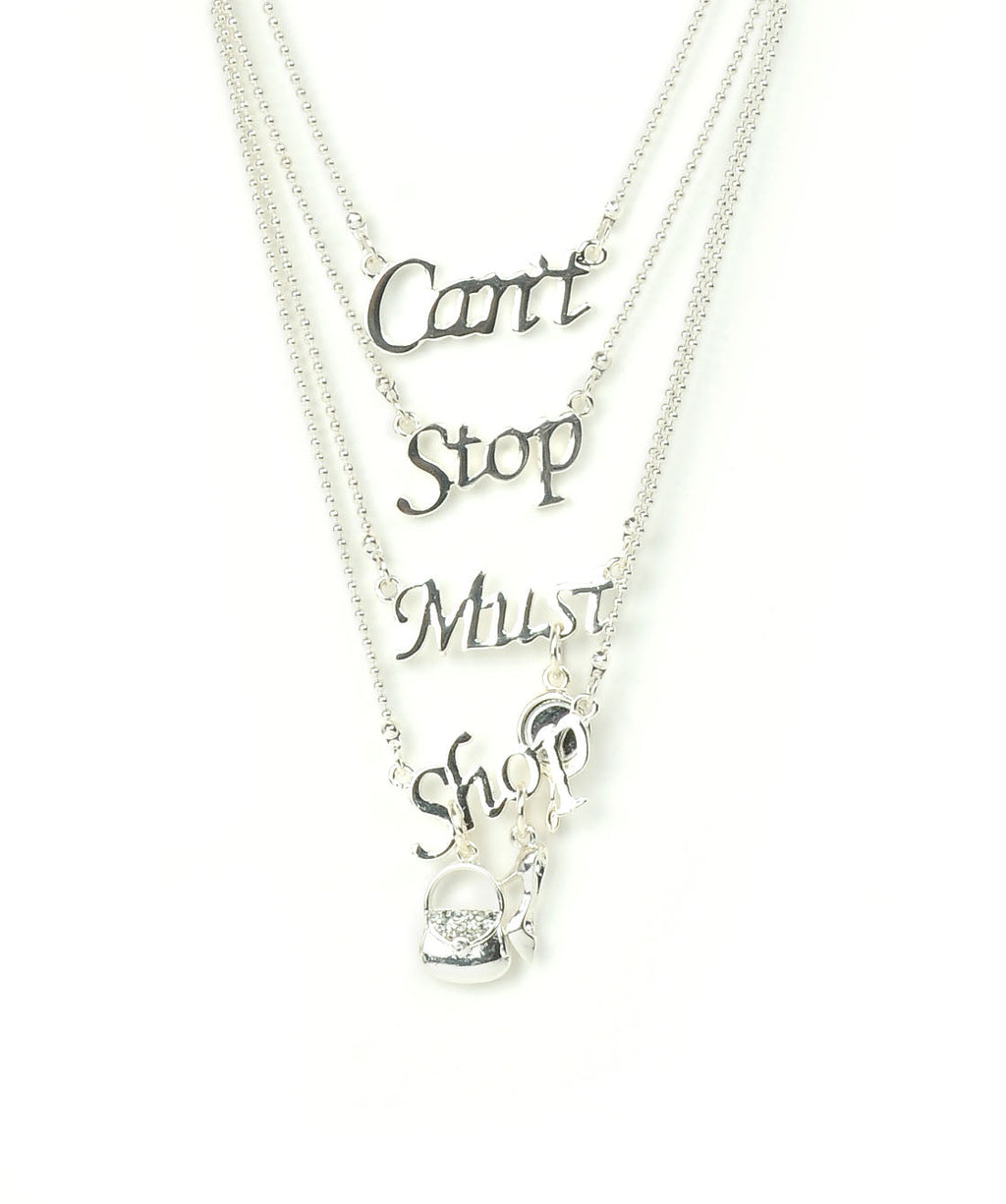 Silver-Plated Alloy Quotation Layered Necklace - The Pari