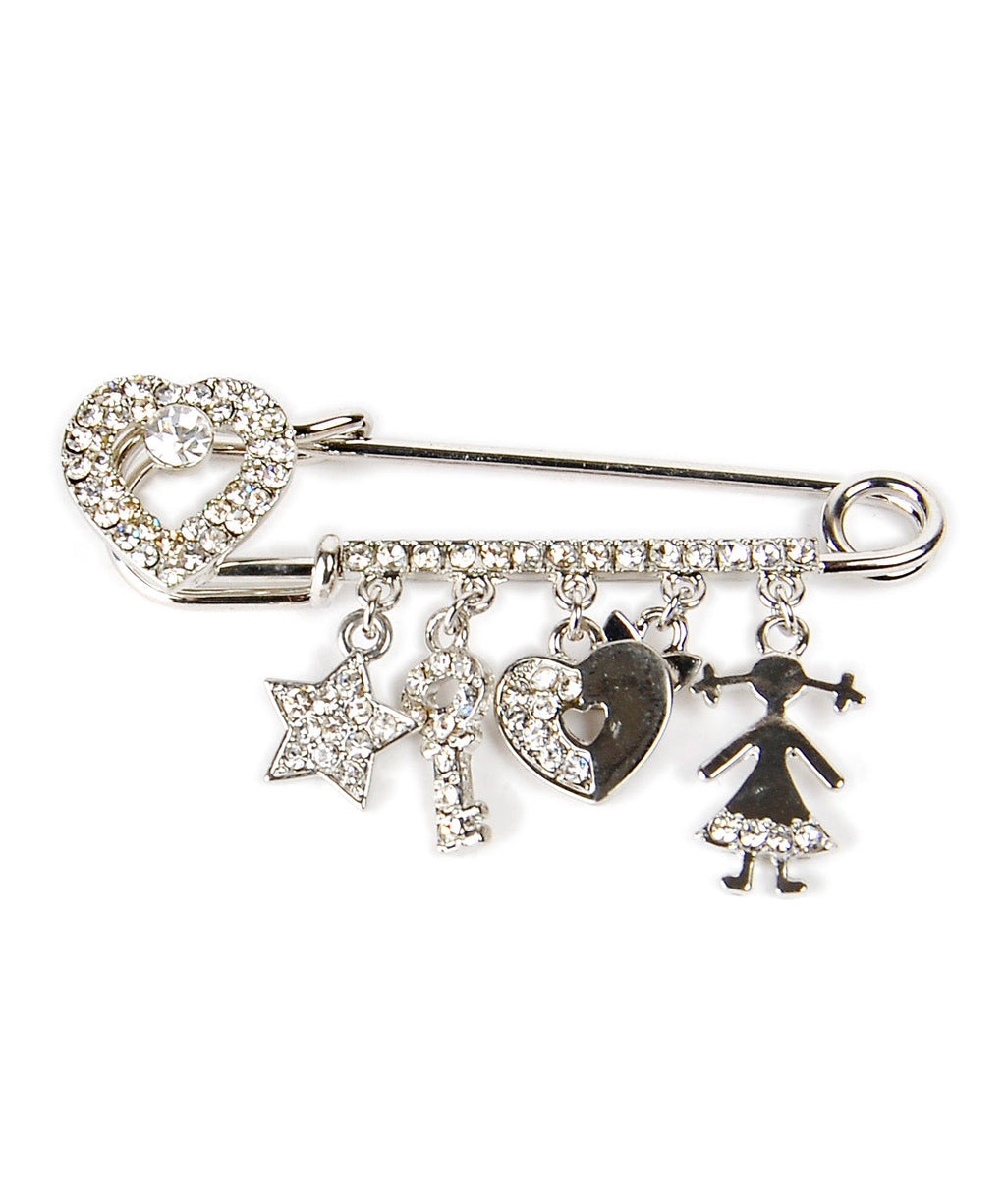 Rhodium-Plated Alloy Designer Stylish Brooch Pin - The Pari