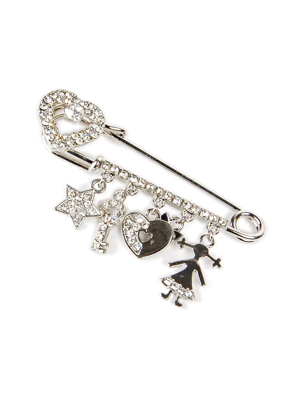 Rhodium-Plated Alloy Designer Stylish Brooch Pin - The Pari