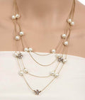 Gold-Polished Alloy Pearl And Stones Ball Necklace - The Pari