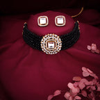 Tehzeeb Creations Brass Gold-Polished Gold, Black, White Jewel Set  