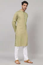 Leafy Embroidered Cotton Kurta by Hilo Design