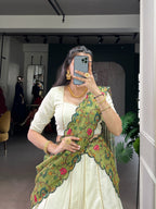 Lorenvalley Fashion Off White New Crush Plain with Laser Touch Up Lehenga Choli with Dupatta