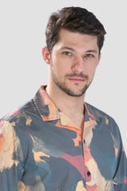 Xkind Dark Grey Abstract Printed Relaxed Fit Shirt