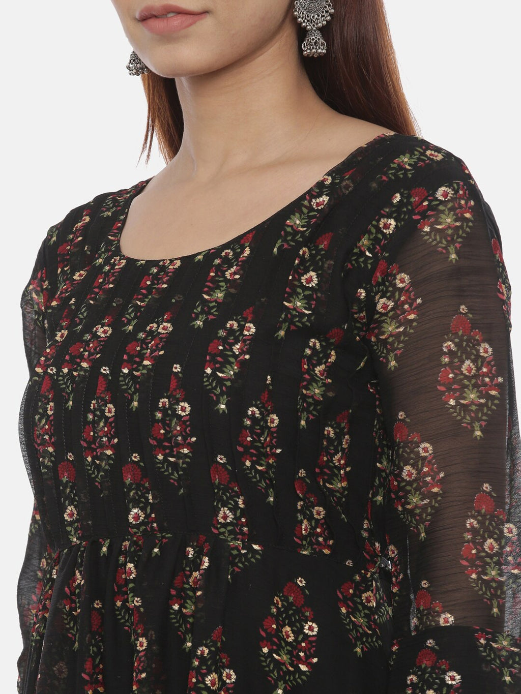 Souchii Women Black Printed Fit and Flare Dress - Distacart