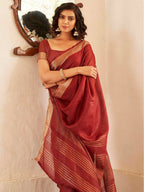 Tikhi Imli Maroon & Gold Toned Zari Woven Design Saree - Distacart