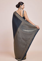 Monjolika Fashion Glamour And Tradition With This Zari Woven Dark Teal Color Banarasi Satin Silk Saree - Distacart