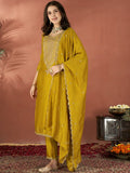 Vegaa Fashion Mustard Vichitra Silk Embroidered Salwar Suit - Distacart